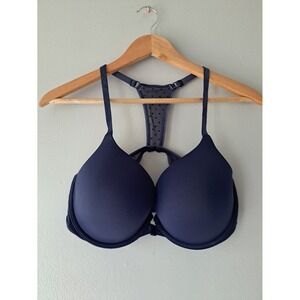 Victoria's Secret Womens Navy Polka Dot Back Padded‎ Bra Size 34DD